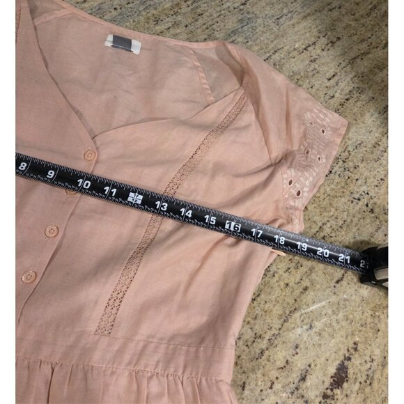 Old Navy Boho Embroidered Eyelet Cotton Midi Dress Size M Pink Blushin up - Picture 3 of 16